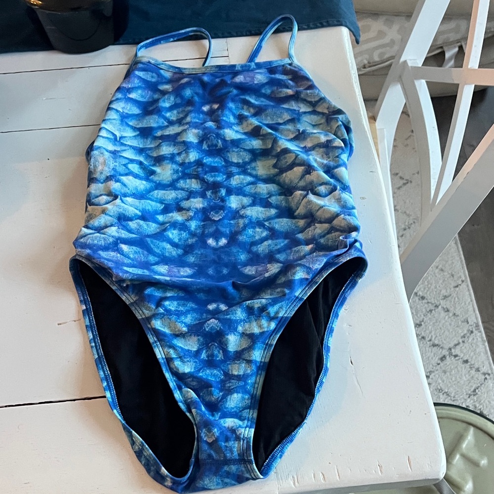 Jolyn Clothing Blue Fish Scale One Piece Swimsuit Chevy, 34
